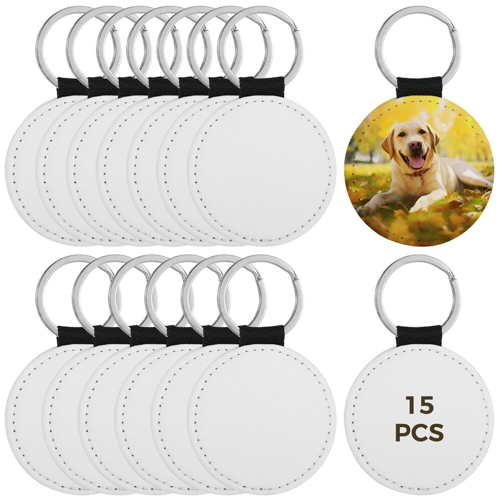 4435 15 Pcs Sublimation Keychain Blanks Double-Sided PU Leather Keychains